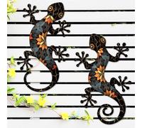 Lot de 2 Gecko décoratifs d'extérieur en métal de 30 cm en Forme de lézard à Suspendre au Mur pour intérieur ou extérieur, Jardin, Cour, clôture, Porche, décoration Murale, Cadeau pour Maman, Papa,