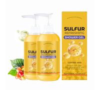 Lot de 2 gels de douche rafraîchissants au soufre - Pour peaux sèches - Nettoyage en profondeur pour les peaux sensibles - pH neutre - Gel douche hydraté pour le teint sec et irrégulier