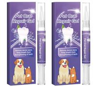 Lot de 2 gels de réparation buccale pour animaux compagnie, 20 g, gel réparation buccale pour chiens et chats, désodorisant à la menthe, stylo à dents, élimine le tartre, dentifrice pour c