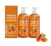 Lot de 2 gels douche naturels à la papaye aux extraits de plantes pour l'hydratation - Lessive corporelle légère et hydratante - Nettoyage doux et parfum rafraîchissant - Crée une mousse soyeuse
