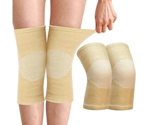 Lot de 2 genouillères en bambou avec compression, genouillères en bambou, genouillères pour hommes et femmes, genouillères pour femme, arthrose, genouillères de sport, genouillères de sport (beige, L)