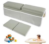 Lot de 2 genouillères et coudières antidérapants pour bain de bébé avec 4 poches de rangement, coussin de bain confortable en mousse lavable pour tout-petits et enfants
