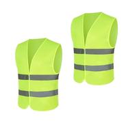 Lot de 2 Gilet Jaune Voiture Haute Visibilité | Gilet Reflechissant pour Voiture, Construction | Gilet Fluo avec de Bandes Réfléchissantes | Vert Fluorescent