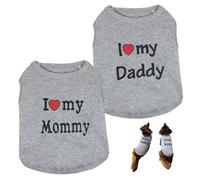 Lot de 2 Gilets Confortables et Chauds pour Animaux de Compagnie avec Impression Amusante, Chemises I Love My Daddy & Mommy pour Chats, Chemise Lavable pour Chat, pour Les Amateurs Fournitures p