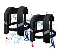 Lot de 2 Gilets de Sauvetage gonflables automatiques 150 N avec Bandes réfléchissantes et sifflet supplémentaire, Gilet Bain Portable pour Adultes (Taille Unique),