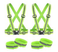 Lot de 2 Gilets réfléchissants avec 2 Bracelets réfléchissants, Gilet de sécurité réfléchissant Haute visibilité, Gilet de sécurité réfléchissant, Gilet de sécurité réglable, léger, élastique