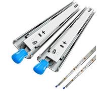 Lot de 2 glissières d'extension de table robustes avec verrou de 55,9 cm, 81,3 cm, 106,7 cm, supporte 120 kg, faciles à installer, glissières de tiroir amovibles à 3 plis pour armoires et tiroirs