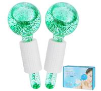 Lot de 2 globes à glace pour le visage, rouleau de glace, traitement du visage et des yeux, raffermit la peau, réduit les poches et augmente l'absorption des nutriments (vert)
