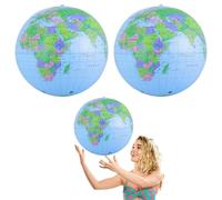Lot de 2 globes gonflables pour enfants, mini globe terrestre pour enfants, globe interactif de la connaissance, globe élève, globe élève, globe gonflable pour jouer à la plage ou l'enseignement