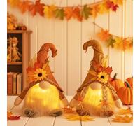 Lot De 2 GNOME Automne avec LumièRe LED - Decoration Automne en Peluche Douce, Parfaite comme Deco Automne Interieur Et Automne Decoration pour Thanksgiving Et Saison des RéColtes. (Luminescence)