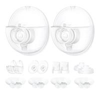 Lot de 2 gobelets collecteurs 24 mm complets compatibles uniquement avec Momcozy M5 + 10 inserts 13/15/17/19/21 mm. Contient : 10 inserts, 2 embouts 24 mm, 2 collecteurs, 2 valves, 2 diaphragmes