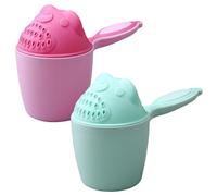 Lot de 2 gobelets de bain pour bébé amovibles et indéchirables en forme cascade pour rincer les cheveux portables avec poignée motif dessin animé