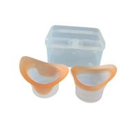 Lot de 2 Gobelets de Lavage Oculaire en Silicone, Outil de Démaquillage Anti-Fuite Réutilisable avec Récipient de Rangement pour Soins des Yeux- Orange