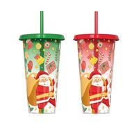 Lot de 2 gobelets de Noël à changement de couleur avec paille de détection de température froide pour enfants