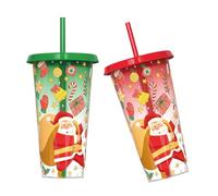 Lot de 2 gobelets de Noël à changement de couleur avec paille de détection de température froide pour enfants