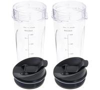 Lot de 2 gobelets de rechange de 473,6 g pour Ninja QB3001SS BL660 BL770 pour mixeur personnel compact, pièce de rechange pour Ninja BL780 BL810 BL820, tasses Ninja à service unique avec couvercles à