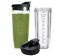 Lot de 2 gobelets de rechange de 946 ml compatibles avec le mixeur Ninja Nutri BN401, SS101, BN400, BN800, BN801, avec couvercles à siroter et à sceller améliorés - Pratique pour boire directement