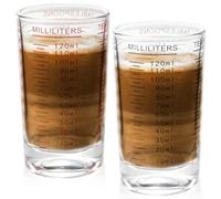 Lot de 2 gobelets doseurs : verre doseur de 120 ml en verre borosilicate, récipient doseur en verre avec balance, tasse doseuse de cuisine, tasses de mesure résistantes à la chaleur, verre doseur en