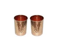 Lot de 2 gobelets en cuivre pur fait à la main pour eau indienne 350 ml