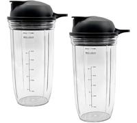 Lot de 2 gobelets et couvercle à bec verseur pour mixeur personnel NutriBullet Hot & Cold Combo 1200 W 1000 W et Pro 1000, pièce de rechange Nutribullet Cup de 710 ml avec couvercles à rabat