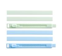 Lot de 2 gommes rétractables coulissantes avec 4 recharges Push Pull Gomme en caoutchouc facile à effacer pour l'écriture quotidienne et le dessin Cartouche rechargeable