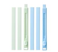 Lot de 2 gommes rétractables en caoutchouc avec 4 recharges rechargeables Push Pull pour enfants, étudiants, écriture, dessin, gomme