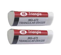 Lot de 2 gommes triangulaires en caoutchouc pour étudiant - Prise en main confortable - Pour examens, devoirs, examens