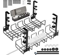 Lot de 2 goulottes de câbles pour bureau - Noir - Sans perçage - Organisateur de câbles pour cacher les câbles - Organisateur de câbles de bureau avec organisation des câbles