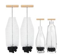 Lot de 2 goupilles pour Bouteille Sodastream - 32 cm - avec poignée Ergonomique - Poils Blancs et éponge Noire - Idéal pour Les Bouteilles en Verre et en Verre, biberons, Bouteilles de Soda