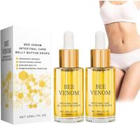 Lot de 2 gouttes de nombril détox au venin d'abeille, gouttes de venin d'abeille, drainage lymphatique et amincissant, raffermissant et façonnant la courbe du corps