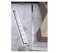 Lot de 2 gouttières de drainage étroites et peu profondes en acier inoxydable avec plaque amovible (10 x 5 cm/4 x) pour une gestion efficace de l'eau