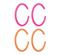 Lot de 2 grandes boucles d'oreilles créoles pour femme - En acrylique - Style rétro - En forme de C fluo - Accessoires d'oreilles pour femme - Boucles d'oreilles pour vêtements de fête (orange, rouge