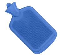 Lot de 2 grandes bouillotte en caoutchouc naturel nervuré de 2 L, anti-fuite, sécurisé pour soulager la douleur, les douleurs musculaires, les nuits froides et le confort (bleu)