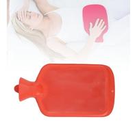 Lot de 2 grandes bouillotte en caoutchouc naturel nervuré de 2 L, anti-fuite, sécurisé pour soulager la douleur, les douleurs musculaires, les nuits froides et le confort (rouge)