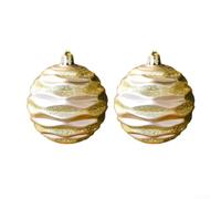 Lot de 2 grandes boules de Noël en plastique avec finition métallique galvanisée pour décoration de sapin dans les lieux de vacances (doré)