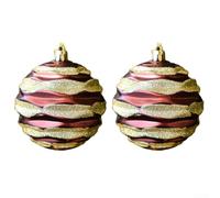 Lot de 2 grandes boules de Noël en plastique avec finition métallique galvanisée pour décoration de sapin dans les lieux de vacances (marron)