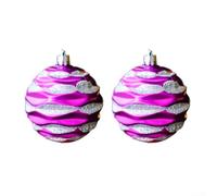 Lot de 2 grandes boules de Noël en plastique avec finition métallique galvanisée pour décoration de sapin dans les lieux de vacances (violet)