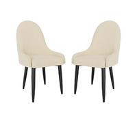 Lot de 2 grandes chaises de salle à manger blanches avec pieds en métal noir - Ensemble de meubles de cuisine élégants pour salon et chambre à coucher