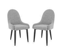 Lot de 2 grandes chaises de salle à manger modernes avec pieds en métal pour cuisine, salon et chambre à coucher, gris