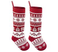 Lot de 2 grandes chaussettes de Noël décoratives Père Noël, bonhomme de neige, renne, décoration de Noël et accessoire de centre de table en acrylique (C, taille unique)