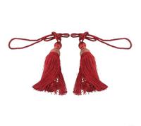 Lot de 2 grandes embrasses de rideaux avec pompons décoratifs pour maintenir les rideaux, adaptées pour une utilisation avec des crochets, des crochets de porte et des fixations murales (rouge)