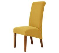 Lot de 2 grandes housses de chaise de salle à manger à dossier haut, extensibles, lavables, amovibles, très ajustées, pour salle à manger (jaune)