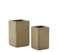 Lot de 2 grandes jardinières Minoa effet pierre moutarde 44 x 44 cm