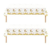 Lot de 2 grandes nappes jetables et imperméables en plastique pour l'Aïd Umrah Mubarak Islam Musulman - 137 x 274 cm - Blanc B