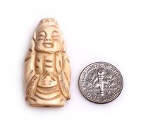 Lot de 2 grandes perles de Bouddha sculptées en os pour la fabrication de bijoux Blanc 19 x 33 mm