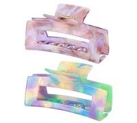 Lot de 2 grandes pinces à cheveux en acétate de cellulose de 10,4 cm pour cheveux épais et bouclés, design français, accessoires de cheveux tendance pour femmes et filles