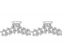 Lot de 2 grandes pinces à cheveux en métal argenté C Star - Pinces antidérapantes pour femmes et filles - Cheveux épais et fins