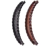 Lot de 2 grandes pinces à cheveux longues en forme de banane (noir et marron)