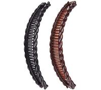 Lot de 2 grandes pinces à cheveux longues en forme de banane (une noire et une marron)