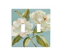 Lot de 2 grandes plaques murales pour interrupteur Motif camélias Rose pâle 11,4 x 11,4 cm